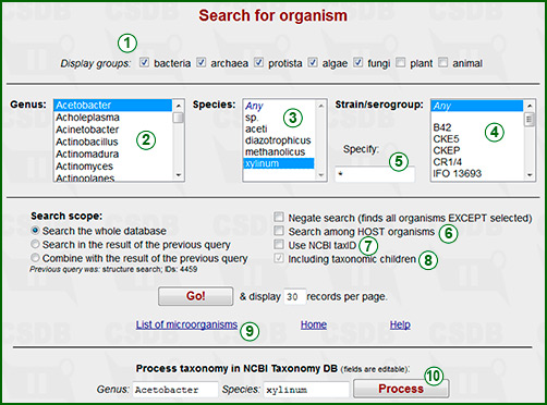 Taxonomic search