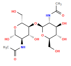 CC(=O)N[C@@H]1[C@@H](O)[C@H](O[C@@H]2O[C@H](CO)[C@@H](O)[C@H](O)[C@H]2NC(C)=O)[C@@H](CO)O[C@H]1O