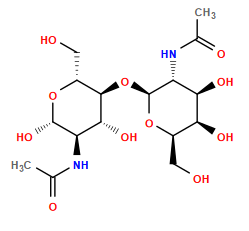 CC(=O)N[C@@H]1[C@@H](O)[C@H](O[C@@H]2O[C@H](CO)[C@H](O)[C@H](O)[C@H]2NC(C)=O)[C@@H](CO)O[C@H]1O