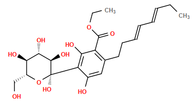 CC/C=C/C=C/CCc1cc(O)c([C@@]2(O)O[C@H](CO)[C@@H](O)[C@H](O)[C@H]2O)c(O)c1C(=O)OCC