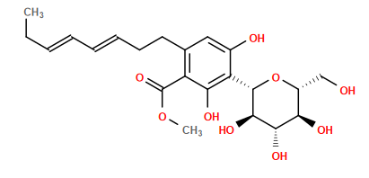CC/C=C/C=C/CCc1cc(O)c([C@@H]2O[C@H](CO)[C@@H](O)[C@H](O)[C@H]2O)c(O)c1C(=O)OC