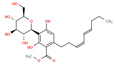 CCC/C=C/C=C\CCc1cc(O)c([C@@H]2O[C@H](CO)[C@@H](O)[C@H](O)[C@H]2O)c(O)c1C(=O)OC