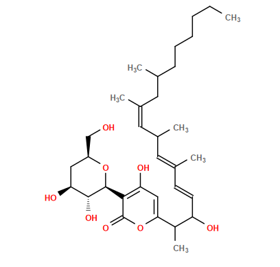 CCCCCCC(C)C/C(C)=C\C(C)/C=C(C)/C=C/C(O)C(C)c1cc(O)c([C@@H]2O[C@H](CO)C[C@H](O)[C@H]2O)c(=O)o1