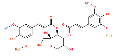 COc1cc(/C=C/C(=O)O[C@@H]2[C@H](O)CO[C@](O)(CO)[C@H]2OC(=O)/C=C/c2cc(OC)c(O)c(OC)c2)cc(OC)c1O