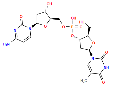 Cc1cn([C@H]2C[C@H](OP(=O)(O)OC[C@H]3O[C@@H](n4ccc(N)nc4=O)C[C@@H]3O)[C@@H](CO)O2)c(=O)[nH]c1=O