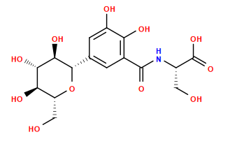 O=C(N[C@@H](CO)C(=O)O)c1cc([C@@H]2O[C@H](CO)[C@@H](O)[C@H](O)[C@H]2O)cc(O)c1O